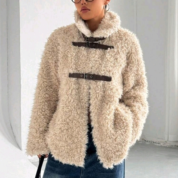 Casual Solid Color Fleece Stand Collar Jacket, Autumn/Winter - Picture 1 of 6